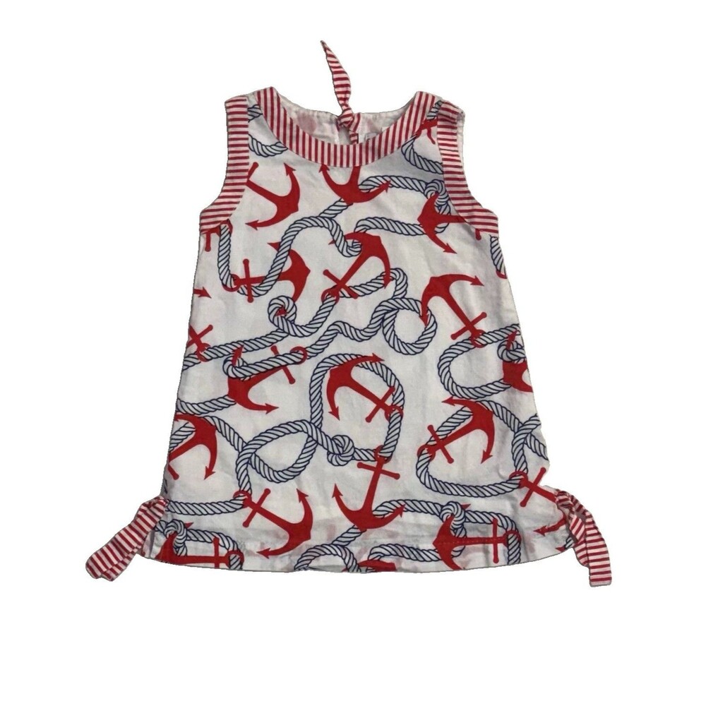 Gretchen Scott Red White Blue Anchor Dress Girls Size 2